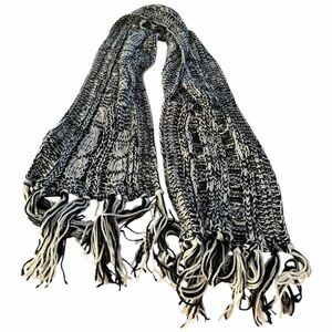 Forever 21 Black and White Big Fringe Scarf, New!